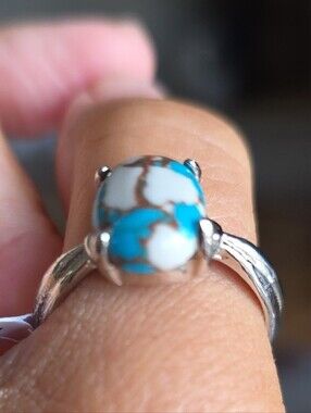 Custom Mohave Kingman Turquoise Copper Matrix Signed & Heavily Marked Sz 11.5